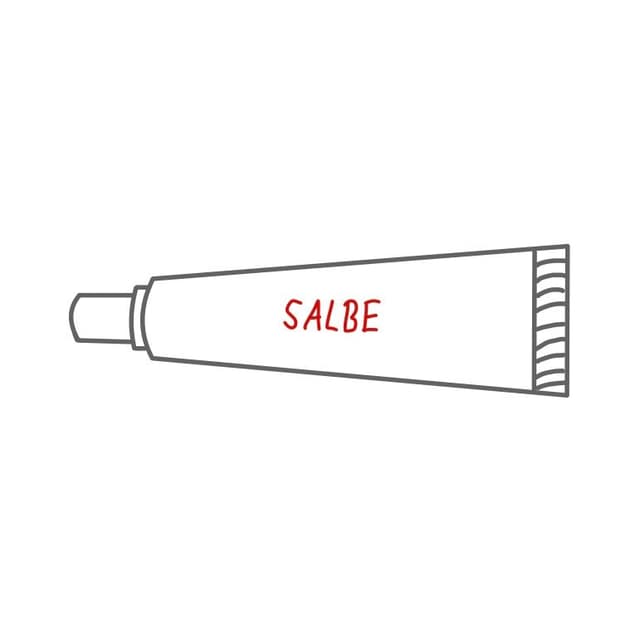 Bei einer Salbe wird das Medikament mit einem fettigen Stoff vermischt.
Häufig sind diese auch wasserfrei.
