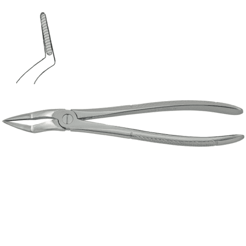 OK - Wurzelrestzange (Bajonettzange):
um die Wurzelreste im Oberkiefer zu entfernen.