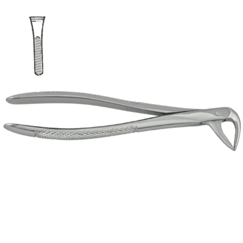 UK - Wurzelrestzange:
um die Wurzelreste im Unterkiefer greifen zu können.